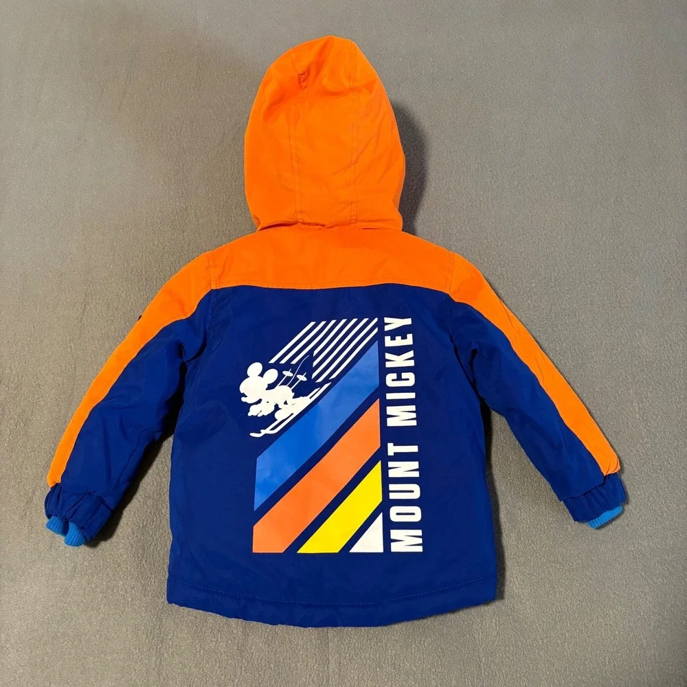 Disney Mickey Mouse Puffer Jacket Toddler Boys 2 Blue Orange Alpine Vibe Hooded